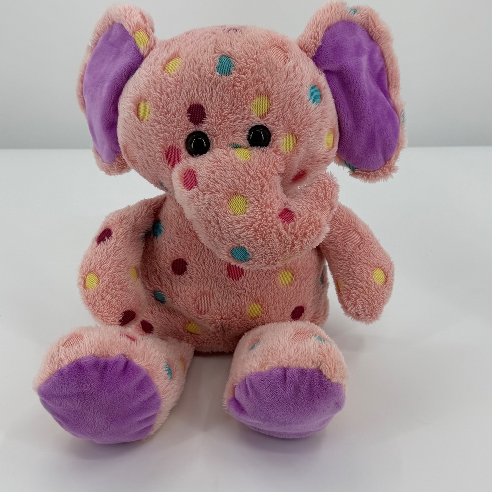 Hugfun Elephant Plush Polka Dot 16 Inch Pink Purple Stuffed Animal Toy  984409